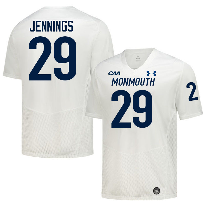 Monmouth Hawks #29 Elijah Jennings College Football Jerseys,Uniforms-White
